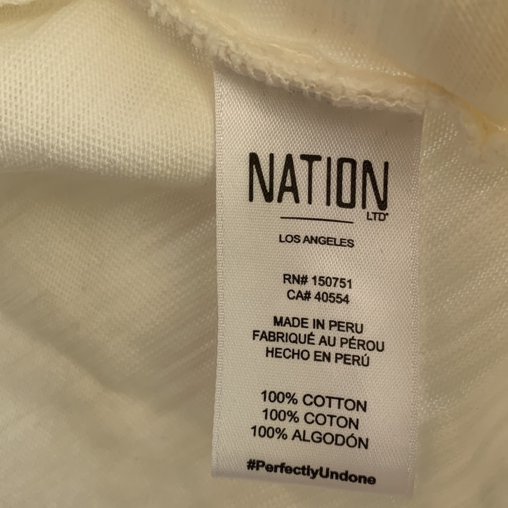 Nation LTD Ivory Gold Edwardian Snap Front Ruffle V-Neck Top Size L | - Picture 12 of 16